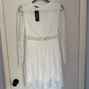 NWT Shein Eilly Bazar Sheer Insert Scallop Trim Lace Dress